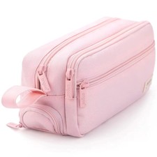 Large Capacity Zippered Pencil Case Portable Multi Compartment Pencil Pouch