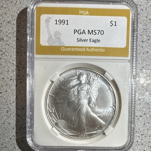1991 Silver American Eagle PGA Graded 1 oz 0.999 Fine Certified
