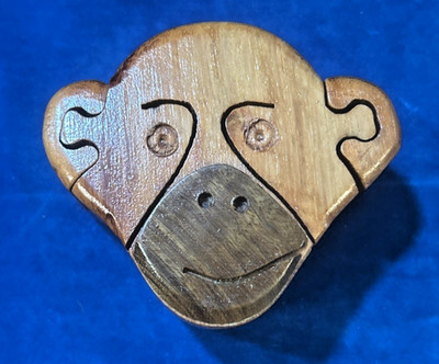 Handcrafted Wooden Monkey Puzzle Box W Secret Compartment For Coins Or Jewelry