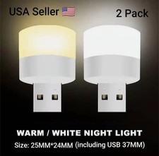 2PC USB Portable LED Mini Nights Light Small Round Lamp Computer Mobile Power US