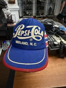 Vintage Old Pepsi Cola Snapback Hat Midland . NC RARE 3 stripe Trucker