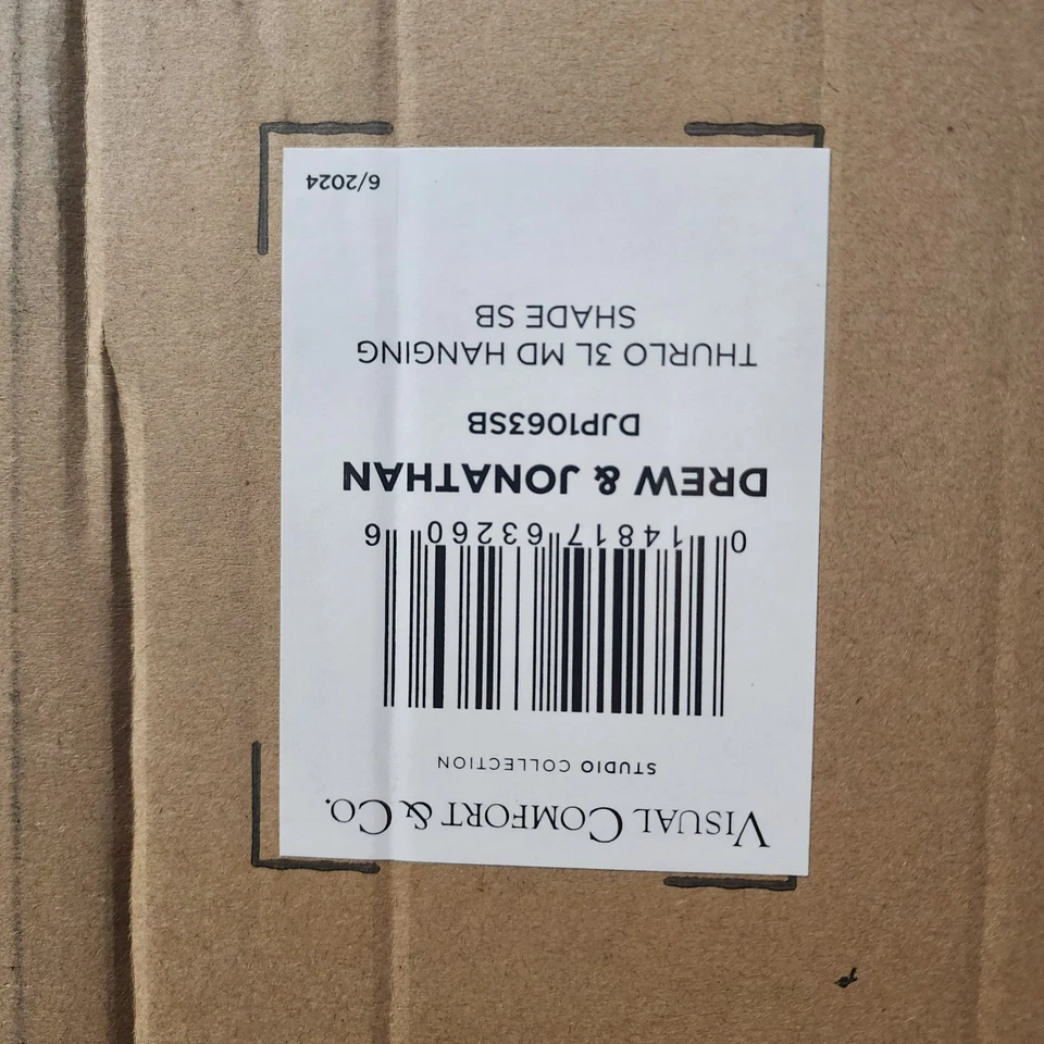 Luz colgante llamativa Scott Living de latón satinado de 2 luces con pantalla de cuerda de papel Foto 2 de 4
