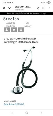Littmann 3M 2161 Master Cardiology Stethoscope  Chestpiece Black Edition new