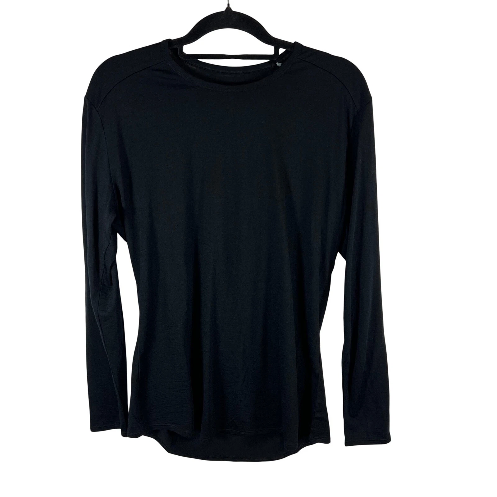 Segments Womens XL Black 100% Merino Wool Long Sleeve Crew Neck Top Base Layer