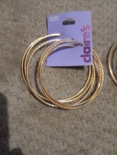 Bulk Lot Of 3 Pr Claire  s Sensitive Solution Gold-Tone Hoop Earrings MSRP 45 