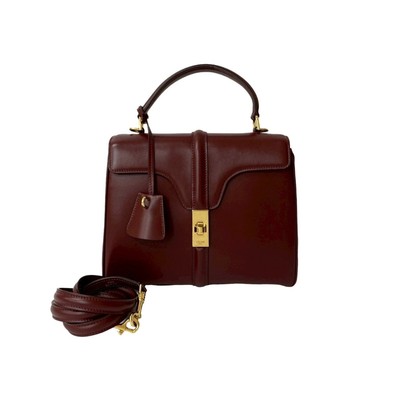 Celine 16 Größen Small Logo Drehverschluss Hardware Leder 2-Wege Handtasche/Schultertasche 