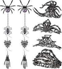 8 Pcs Halloween Gothic Hair Claw Clips Spider Earring for Women Halloween Cost