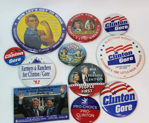 LOT VTG POLITICAL BUTTON PINS Democrat 1992 Clinton Gore Hillary Inauguration