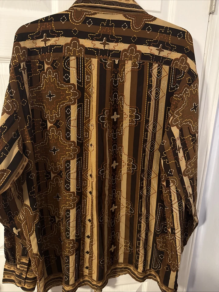 Camisa Prestige Estampado PD MANGA LARGA, Estampado Africano Marrón Dorado Óxido 2XL Lote de 2 Foto 4 de 4