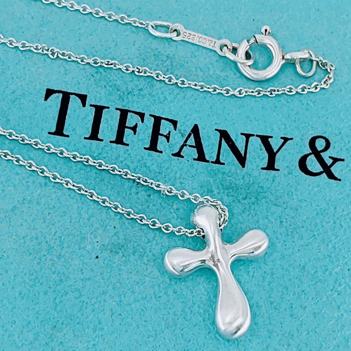 Tiffany & Co. Small Cross Pendant Necklace Elsa Peretti Sterling
