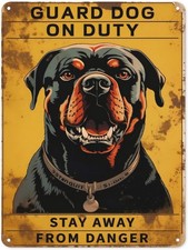 Beware of Dog Warning Tin Metal Sign GUARD DOG ON DUTY 8x12