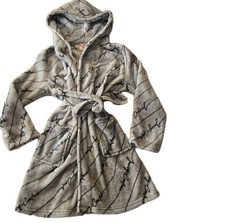 Juicy Couture Women  s Gray Logo Hooded Bath Robe Plush Soft Sleepwear Size L/XL