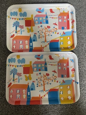 Set of 2 Ikea Melamine Trays Cute Summer Design Kitchenalia Food Serving BBQ - Image 1 of 4