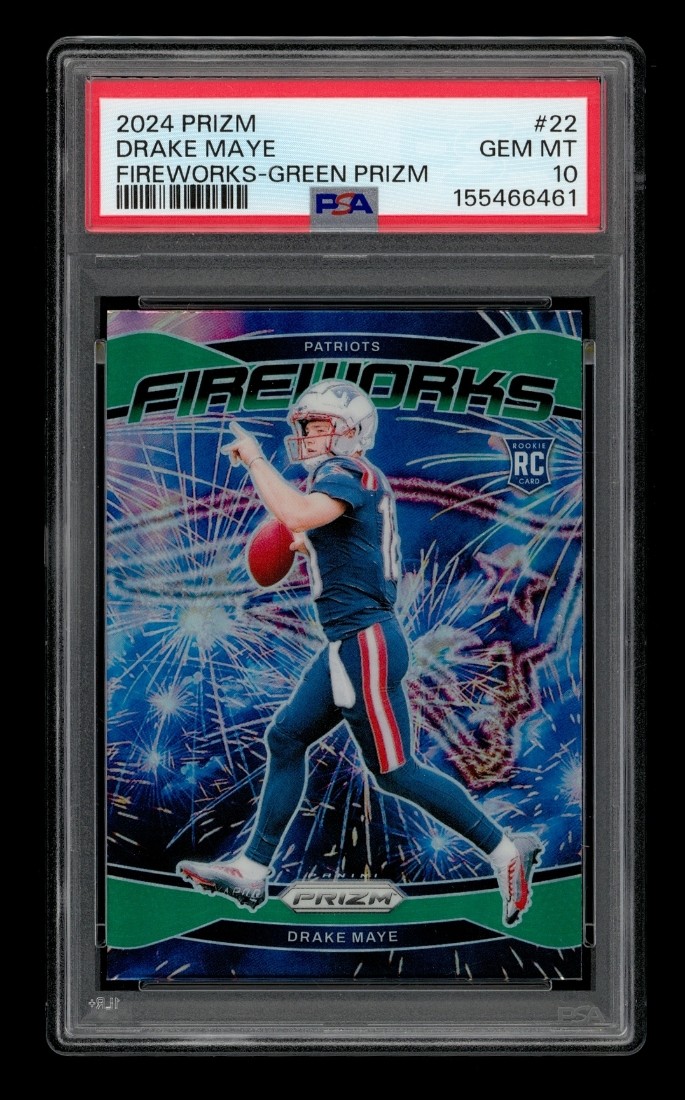 Drake Maye Panini Prizm Fireworks #22 Green