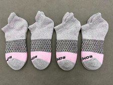 4 pairs BOMBAS Women's Tri-Block Marl Ankle Socks Medium 6-10 Gray pink