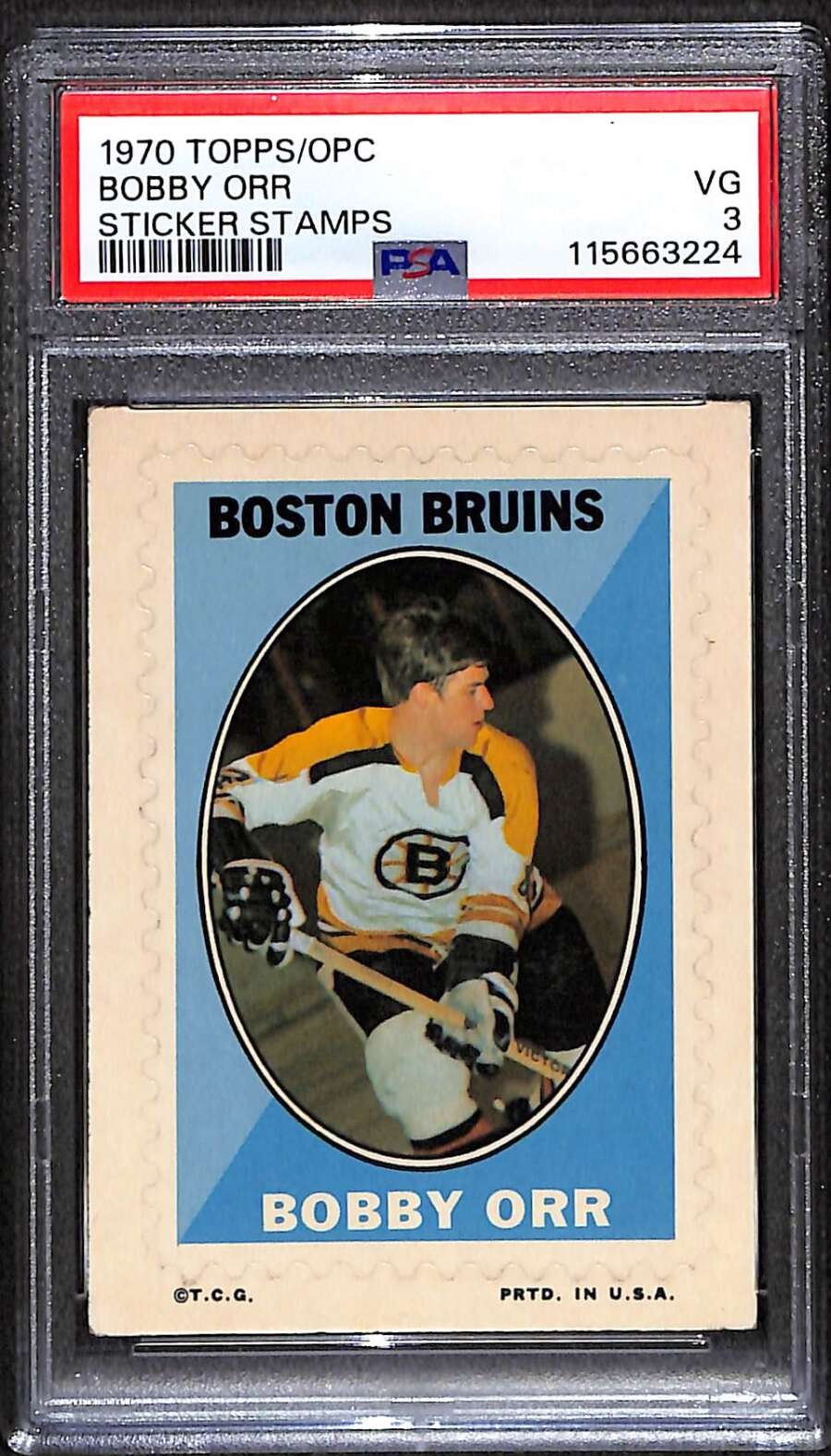 1970 Topps/OPC Sticker #24 Bobby Orr HOF  PSA 3 VG C99086