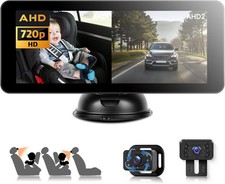 Double caméra de voiture pour bébé enfants avec écran partagé de 6,86 pouces HD