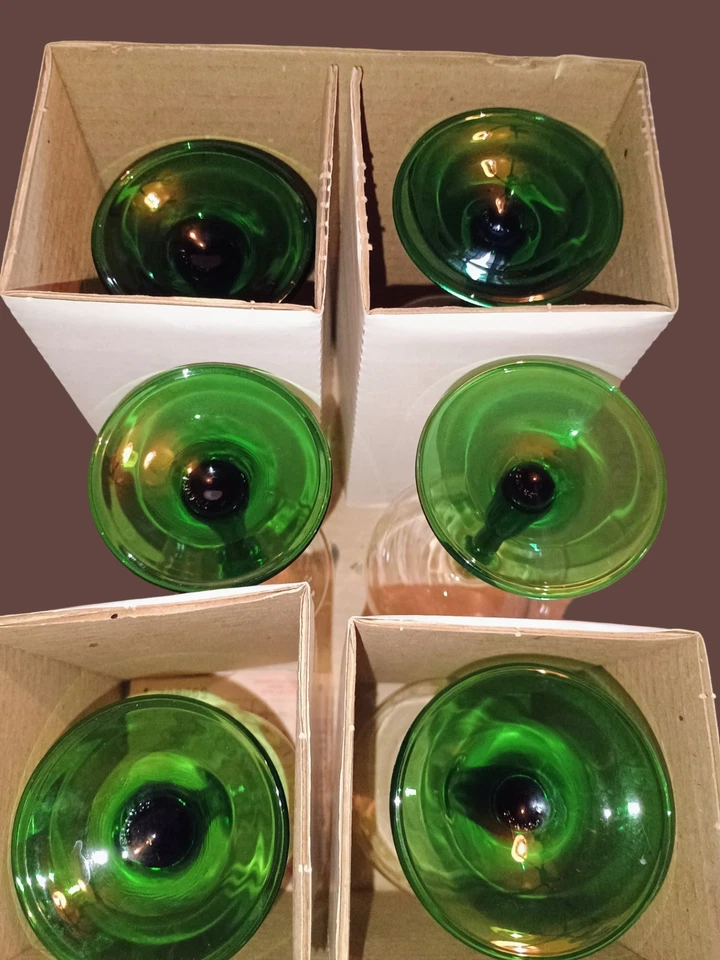 Juego de 3 6oz. Vasos y 3 9,25 oz. Gafas vintage Luminarc verdes  Foto 4 de 4