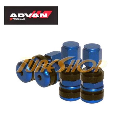 ADVAN RACING ALUMINUM BLUE VALVE STEMS CAPS RZ TC RS DF GT RG RT RC WHEELS RIMS