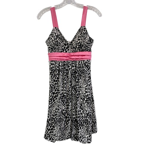 Vintage Y2K Bubble Hem Animal Print Sleevless Mini Dress Size M Fairycore Grunge - Picture 2 of 9
