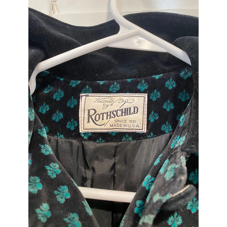 Rothschild Vintage Girl's Velvet Dress Coat Green Clover Made in USA Size 6 READ - Image 2 of 4