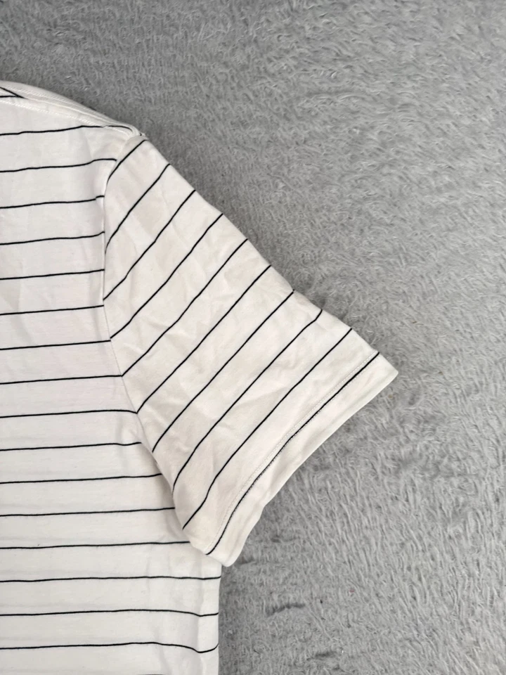 Camisa Lululemon Mujer 4 Negra Blanca Rayas Algodón Pima Love Crew Gimnasio Informal Foto 2 de 4