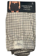 NWT AMERICAN EAGLE 4" Stretch Boxer Sz XL Olive Green White Checks 92