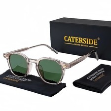 Caterside Polarized Round Sunglasses for Men Women UV400 Retro Punk Driving Fish
