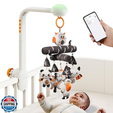 TUMAMA Baby Crib Mobile, High Contrast Baby Crib Toy with Projection Night Li