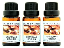 3 Grandma's Kitchen 1/2oz Premium Grade Scented Fragrance Oil Crazy Candles