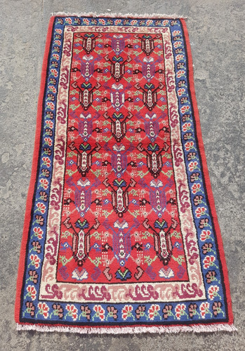 Vintage Hand Made Traditional Rug Oriental Wool Multicolor Carpet 153x80 cm