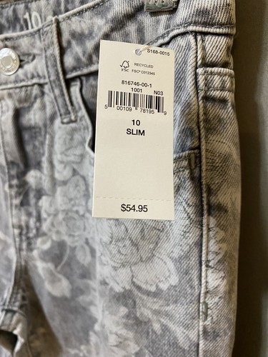NWT GAP Girls Zip Front Mid-Rise Cotton Floral Girlfriend Jeans SZ 10 Slim Gray - Picture 7 of 11