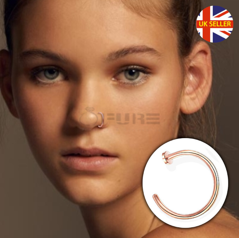 Hypoallergenic Thin Nose Ring Hoop Small 6MM Rose Gold Ear Piercing Jewelry  1pc