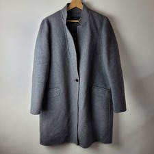 Zara Women Size L Grey Wool Blend Handmade Mid Jacket Coat Casual Smart Winter
