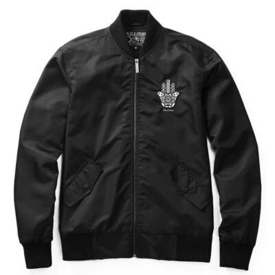 Killstar Bomber Jacket Adult Small Black Embroidered Hamsa Hand