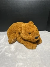 Kids Preferred Brown Grizzly Bear Plush Black Nose Laying 15"L Floppy Toy Lovey
