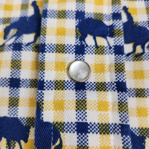 Barn Fly Mens Long Sleeve Shirt Pearl Snap Yellow Blue Cowboy Pattern Sz Small - Picture 4 of 7