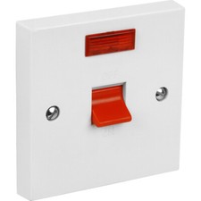 CED AXIOM COOKER/SHOWER 45 AMP DOUBLE POLE SWITCH NEON INDICATION WHITE PLASTIC