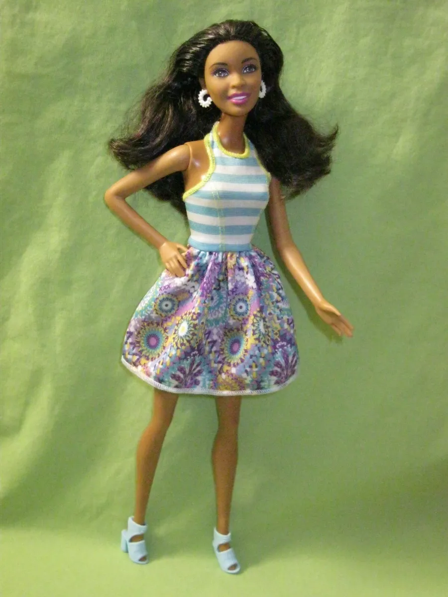 BGY20 Barbie NIKKI 2013 Glam Party FASHIONISTA Posed Body AA Black DOLL in Dress