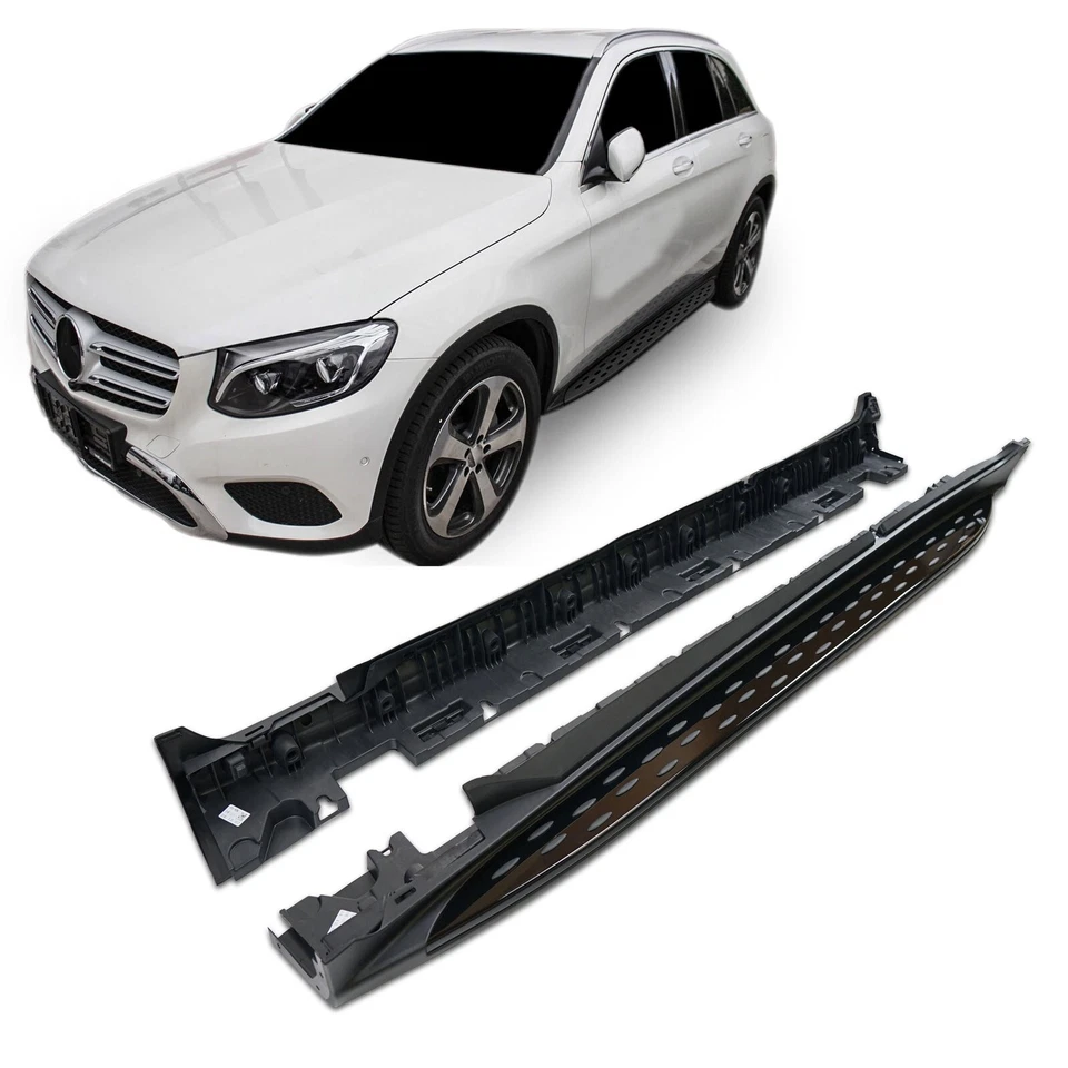 Marche-Pieds Aluminium pour Mercedes GLC X253 / Coupe C253 2015-2022 Noir 2 Pcs - Photo 1/4