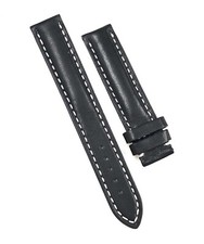 Genuine New Breitling Black Leather Band Strap w/ White Stitching 18mm x 18mm