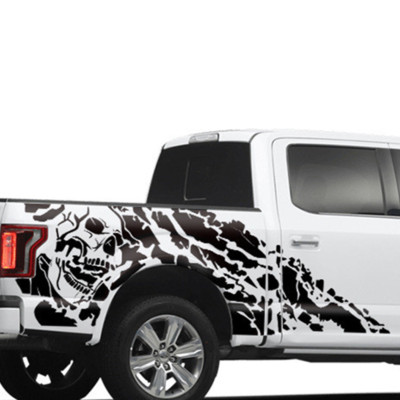 Pair Black Skull Graphics Sticker Body Vinyl Decal For Truck 4X4 Off Road Pickup