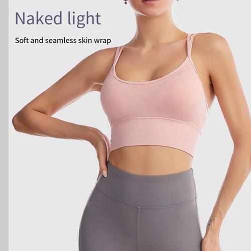 Damen Sport-BH nahtlose Bralette Tank Crop Top gepolstert BH Bustier Cami Weste - Bild 10 von 24
