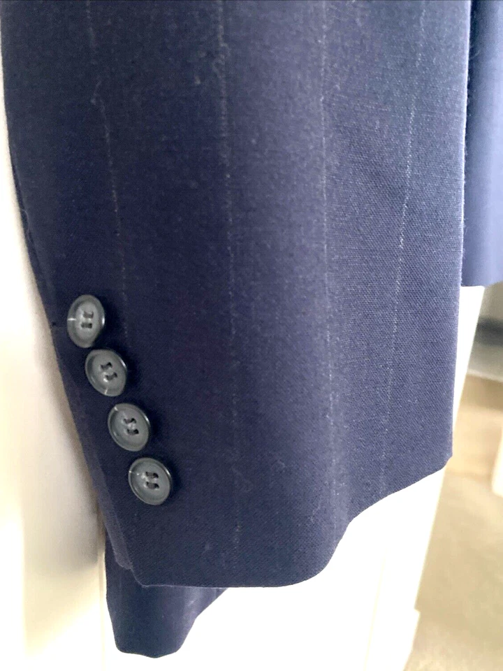 Blazer De Colección SOUTHWICK Azul Marino Lana Tiza Rayas DB Peak 41 41L Hollywood Ivy Chaqueta Foto 2 de 4