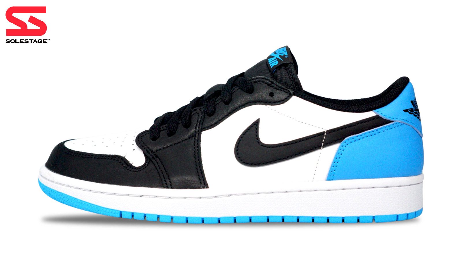 Nike Jordan 1 Low Black Dark Powder Blue (CZ0775-104), женские размеры 5–12
