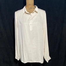 Dolan Shirt SMALL Beige Sateen Tee Combo Long Sl Button Front Business 