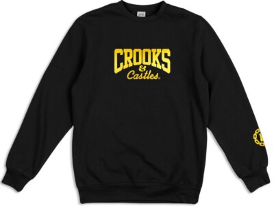 CROOKS & CASTLES OG CORE LOGO FOLIEN SWEATSHIRT, SCHWARZ SMALL