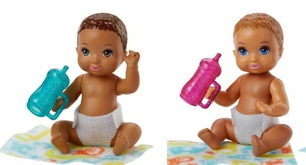 2 Barbie Babysitters Inc Skipper Baby Dolls Brown Hair Sandy