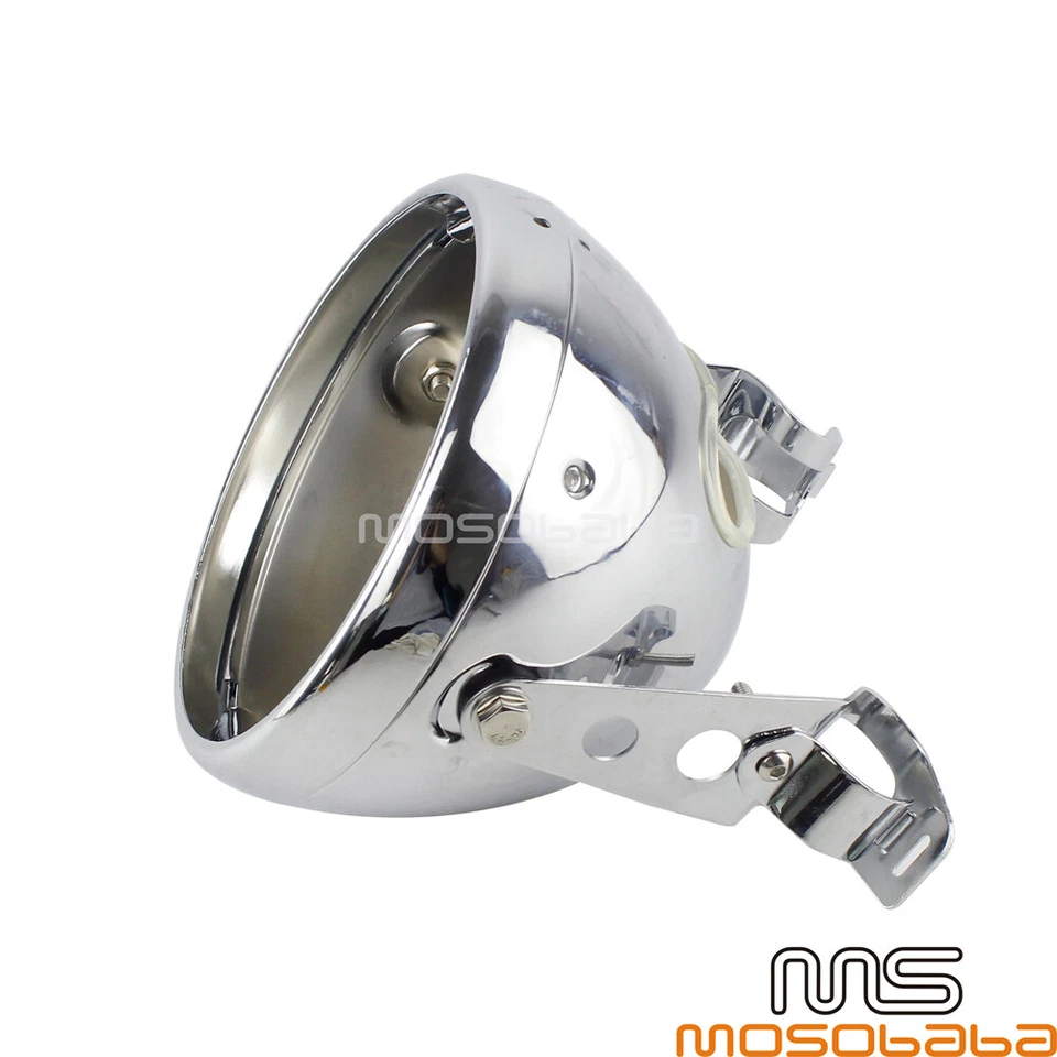 Chrome 7" Round Headlight Bucket Fork Bracket Mounting Housing For Harley Honda — 第 4/4 张图片
