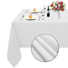 TRLYC Polyester Tablecloth - 72X72 White Square Tablecloth Wrinkle Washable R...